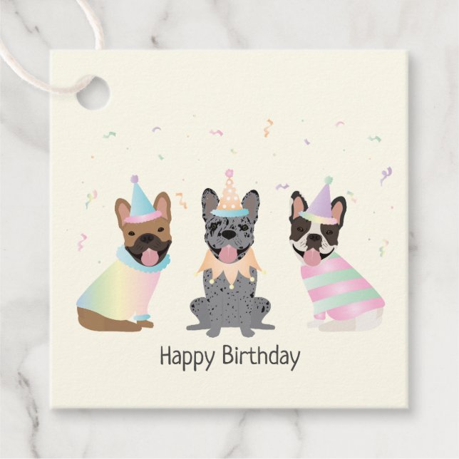 Étiquettes Cadeau Joyeux Bulldogs français (Devant)