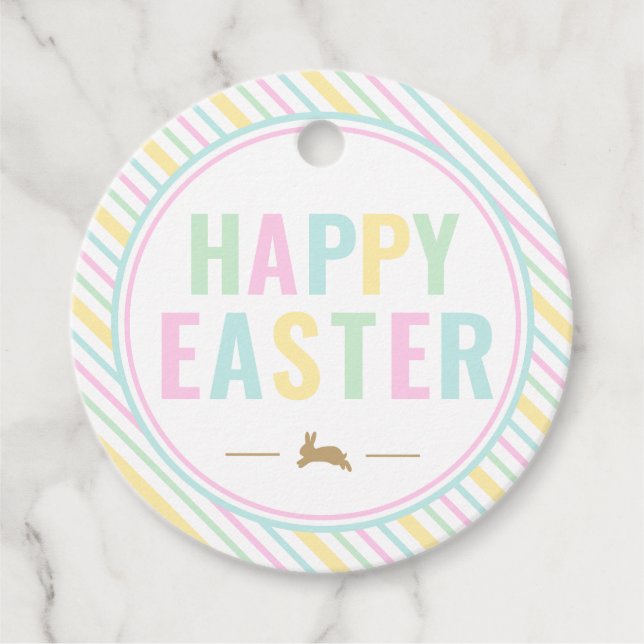 Étiquettes Cadeau Joyeux Bunny Pastel de Pâques (Devant)