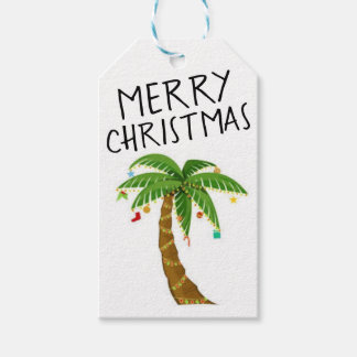 Étiquettes-cadeau Joyeux cadeau de Noël Balise Palm Tree