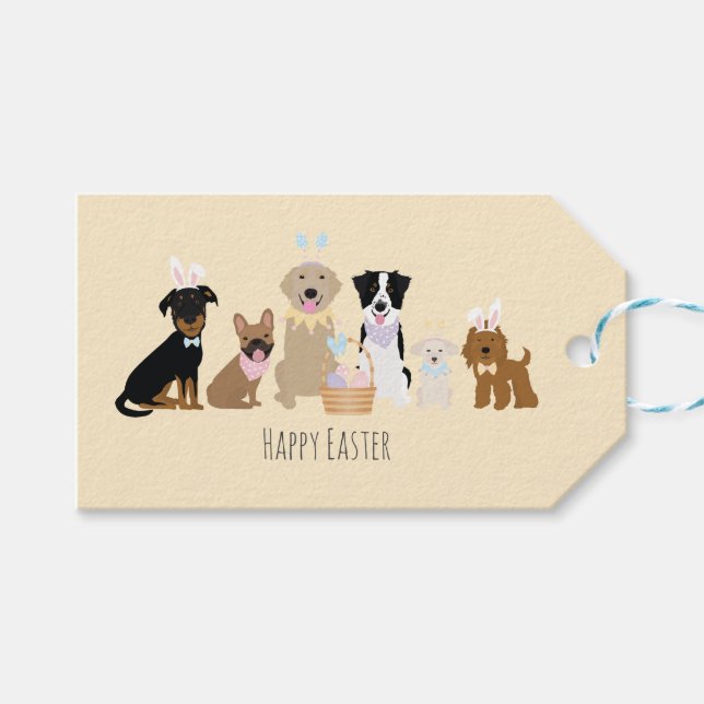 Étiquettes-cadeau Joyeux Chiens de Pâques (Devant (Horizontal))