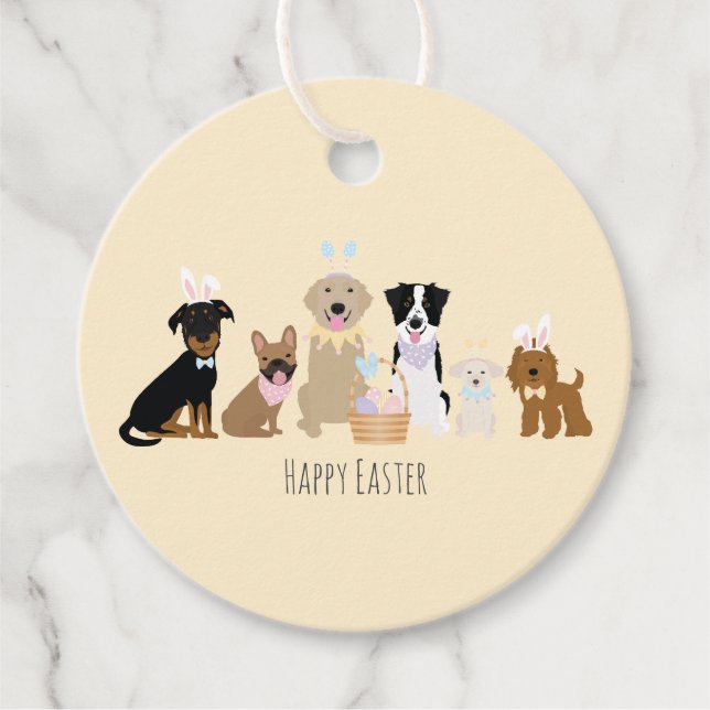 Étiquettes Cadeau Joyeux Chiens de Pâques (Devant)