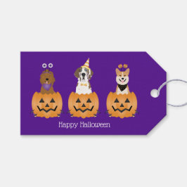 Étiquettes-cadeau Joyeux Chiens D'Halloween En Citrouille