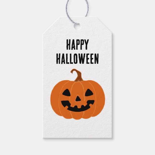 Étiquettes-cadeau Joyeux Citrouille d'Halloween Jackolantern (Devant)