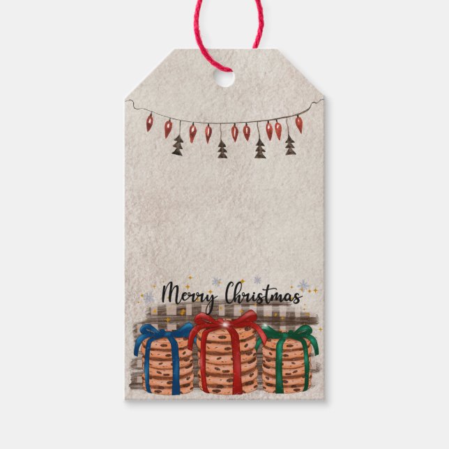 Étiquettes-cadeau Joyeux Cookies au chocolat de Noël (Devant)