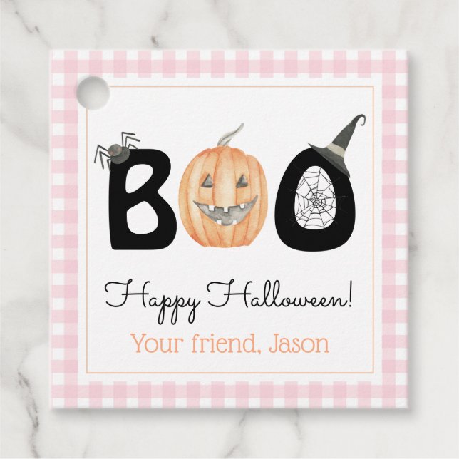 Étiquettes Cadeau Joyeux coup de pouce ou de traiter Halloween fille (Devant)