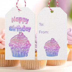 Étiquettes-cadeau Joyeux Cupcake d'anniversaire