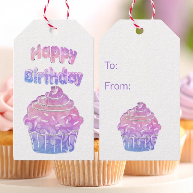 Étiquettes-cadeau Joyeux Cupcake d'anniversaire (Créateur téléchargé)