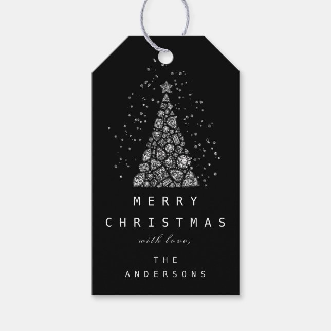 Étiquettes-cadeau Joyeux de nommer Noël Diamant Noir (Devant)