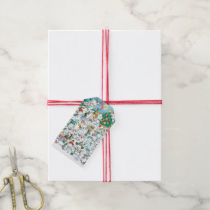 Étiquettes-cadeau Joyeux dessin animé Noël ours polaire manchot fête