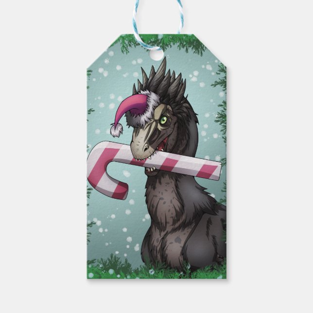 Étiquettes-cadeau Joyeux dinosaure de Noël (Devant)