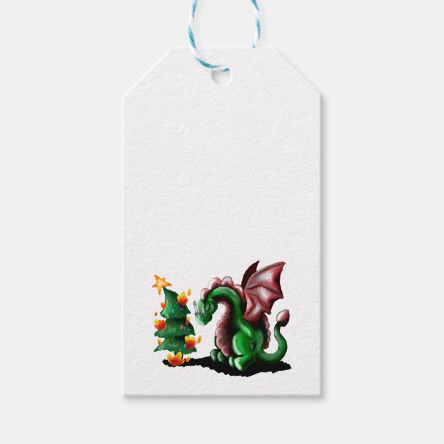 Étiquettes-cadeau Joyeux dragon de Noël (Devant)
