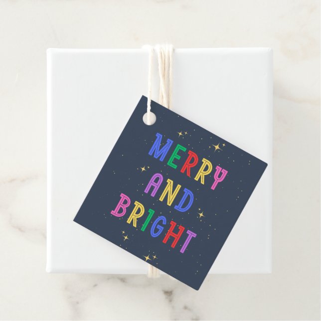 Étiquettes Cadeau Joyeux et brillant marine (En situation)