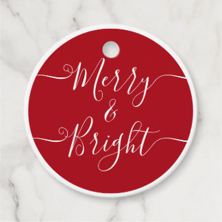 Étiquettes Cadeau Joyeux Et Lumineux | Caligraphie moderne Noël roug