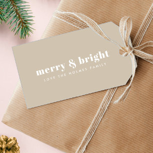 Étiquettes-cadeau Joyeux et lumineux   Stylish Retro Christmas Stone