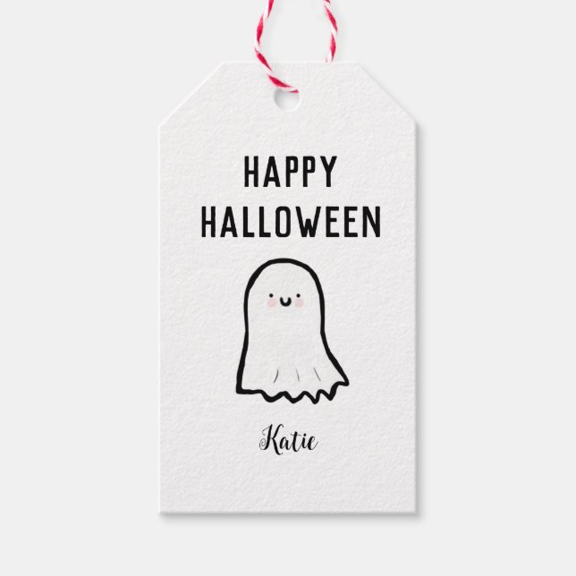 Étiquettes-cadeau Joyeux fantôme d'Halloween (Devant)