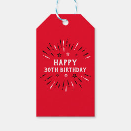 Étiquettes-cadeau Joyeux feu d'artifice du 30e anniversaire Rouge No