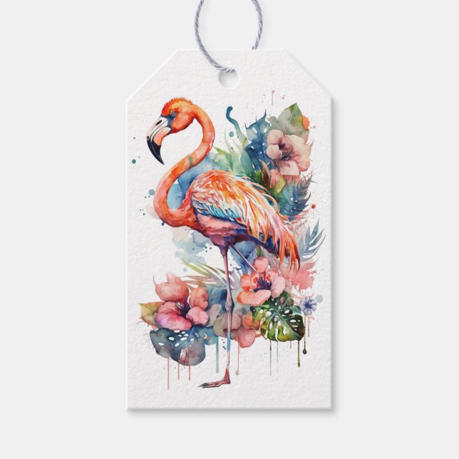Étiquettes-cadeau Joyeux Flamant rose d'anniversaire (Devant)
