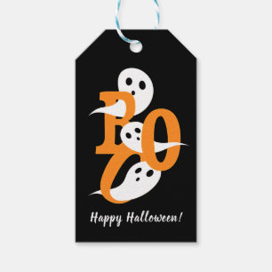 Étiquettes-cadeau Joyeux Halloween Boo Ghosts Black