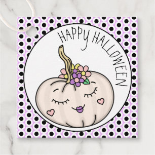 Étiquettes Cadeau Joyeux Halloween   Citrouille et Pois