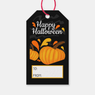 Étiquettes-cadeau Joyeux Halloween Citrouille orange Arrière - plan