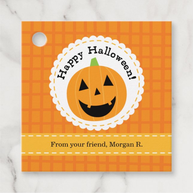 Étiquettes Cadeau Joyeux Halloween Jack-o-Lantern (Devant)