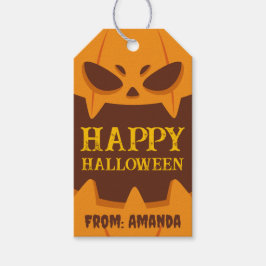 Étiquettes-cadeau Joyeux Halloween Orange Citrouille Éffrayant Retro