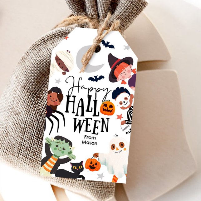 Étiquettes-cadeau Joyeux Halloween Trick ou Treat Kids Fantôme Anniv (Créateur téléchargé)