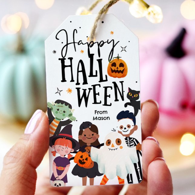 Étiquettes-cadeau Joyeux Halloween Trick ou Treat Kids Fantôme Anniv (Créateur téléchargé)