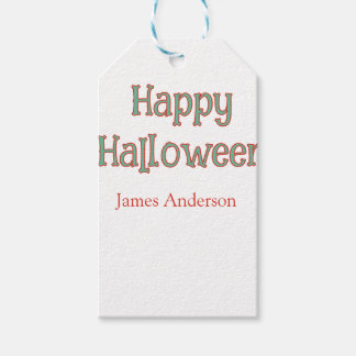 Étiquettes-cadeau Joyeux halloween vert orange pastel tendance moder