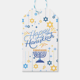 Étiquettes-cadeau Joyeux Hanukkah Bleu Et Or