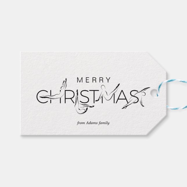 Étiquettes-cadeau Joyeux instructeur de Pilates de Noël (Devant (Horizontal))
