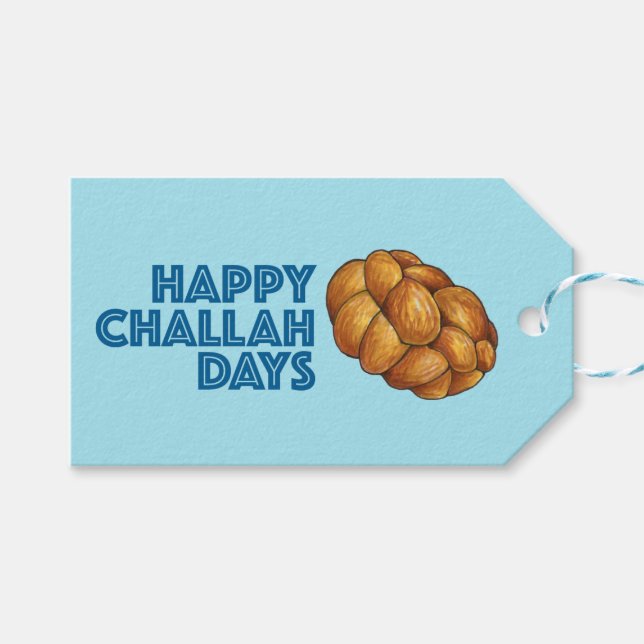 Étiquettes-cadeau Joyeux Jours de Challah Hanoukka Chanukah Holiday (Devant (Horizontal))