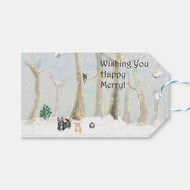 Étiquettes-cadeau Joyeux Joyeux ! Étiquettes-cadeau. (Devant (Horizontal))