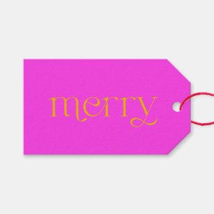 Étiquettes-cadeau Joyeux Joyeux Fuchsia et Noël orange