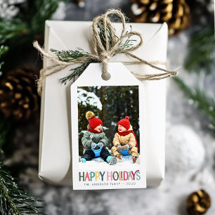 Étiquettes-cadeau Joyeux Joyeux Joyeux Vacances Cute Retro Stars Pho