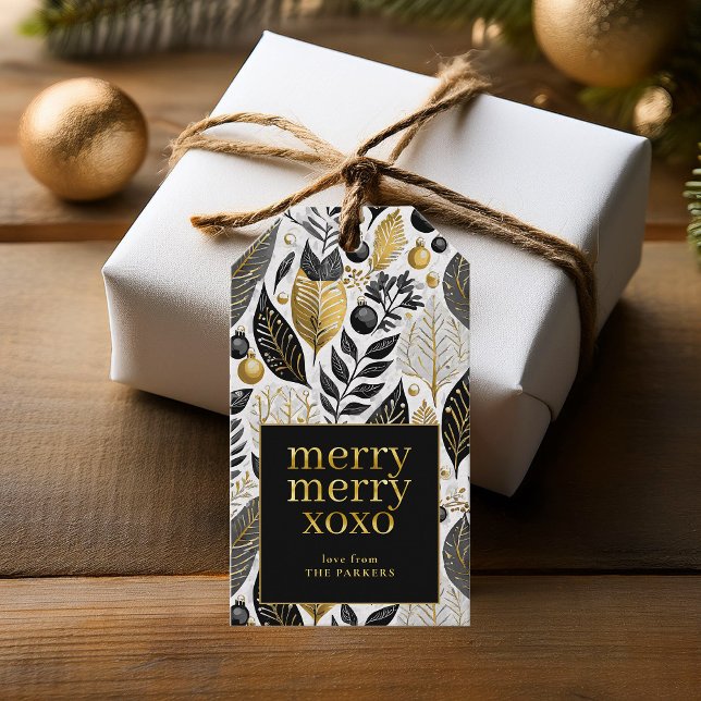 Étiquettes-cadeau Joyeux Joyeux Noël d'or noir Motif#21 ID1009 (Créateur téléchargé)
