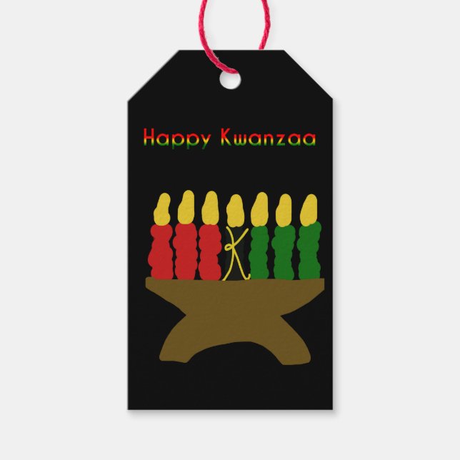 Étiquettes-cadeau Joyeux Kwanzaa Kinara (Devant)