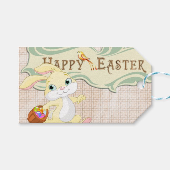 Étiquettes-cadeau Joyeux Lapin de Pâques (Devant (Horizontal))