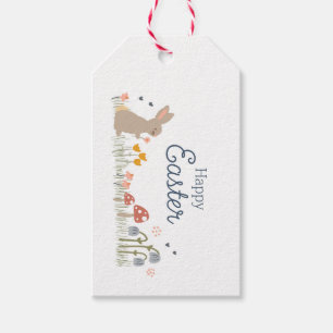 Étiquettes-cadeau Joyeux Lapin de Pâques Fleurs sauvages de jolies v
