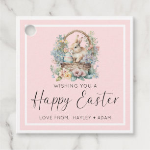 Étiquettes Cadeau Joyeux lapin de Pâques rose