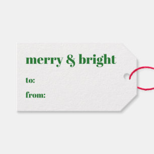 Étiquettes-cadeau Joyeux & lumineux à partir de Noël vert moderne