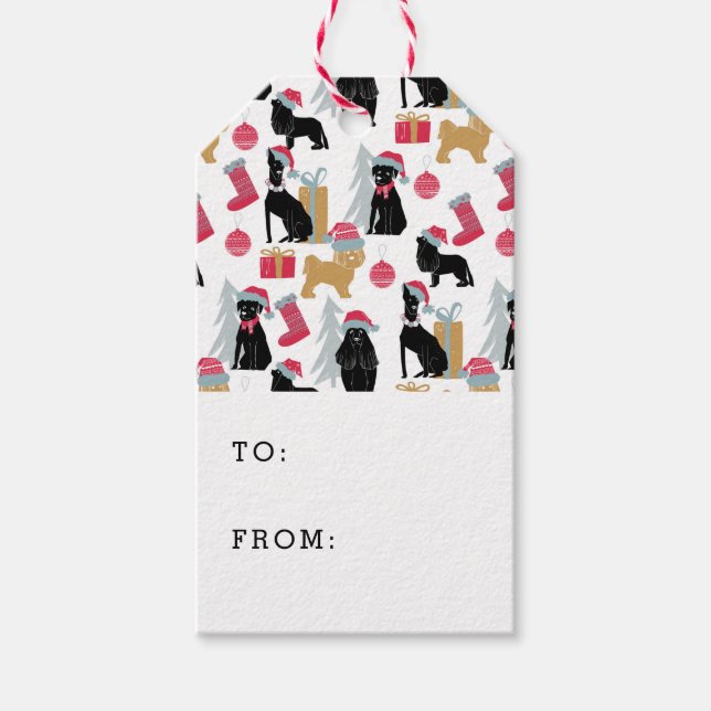 Étiquettes-cadeau Joyeux Motif de chien de Noël (Devant)