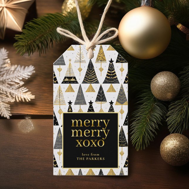 Étiquettes-cadeau Joyeux Motif de Noël en or noir #25 ID1009 (Créateur téléchargé)