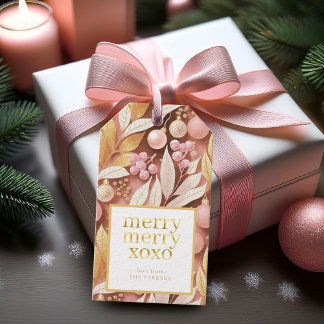 Étiquettes-cadeau Joyeux Motif de Noël rose or #22 ID1009