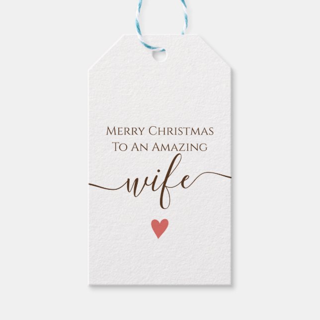 Étiquettes-cadeau Joyeux Noël à ma femme Extraordinaire ! (Devant)
