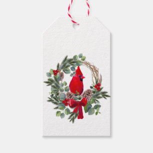 Étiquettes-cadeau Joyeux Noël aquarelle Cardinal Red Bird