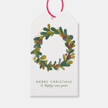 Joyeux Noël aquarelle verte couronne