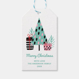 Étiquettes-cadeau Joyeux Noël | Arbre de Noël Cosy et Fantaisiste