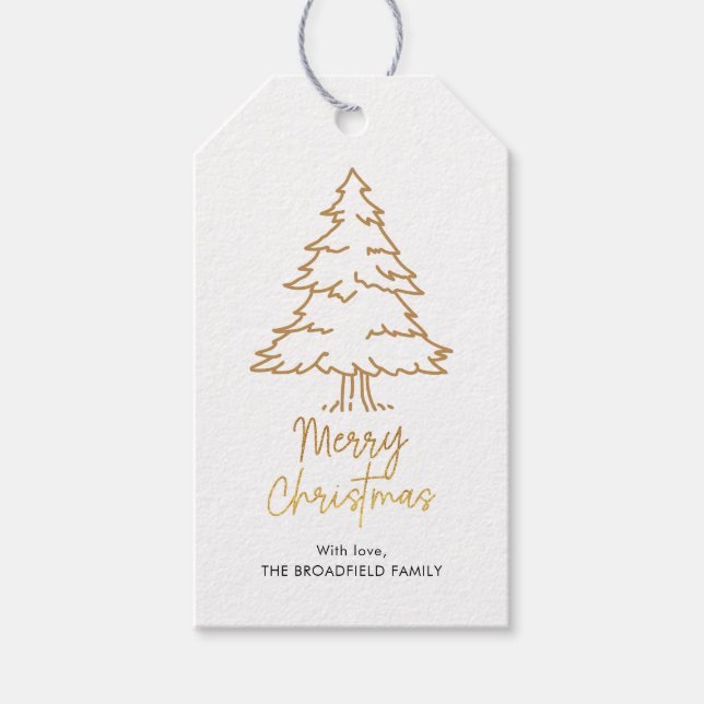 Étiquettes-cadeau Joyeux Noël Arbre de Noël Script moderne (Devant)