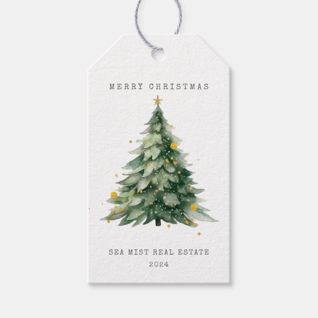 Étiquettes-cadeau Joyeux Noël Arbre Entreprise Fête (Devant)